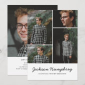 Moderne 4 Foto Collage Eleganter Script-Abschluss Einladung (Vorne/Hinten)