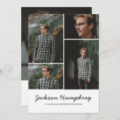 Moderne 4 Foto Collage Eleganter Script-Abschluss Einladung (Vorne/Hinten)