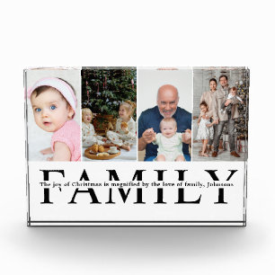Moderne 4-Foto-Collage-Familien-Weihnachtszitat Fotoblock