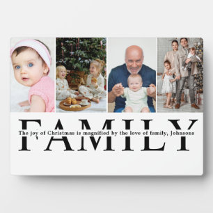 Moderne 4-Foto-Collage-Familien-Weihnachtszitat Fotoplatte