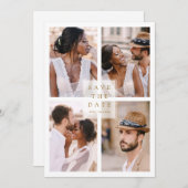 Moderne 4 Foto Collage Gold Wedding Save The Date (Vorne/Hinten)