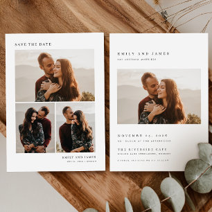 Moderne 4-Foto-Collage-Hochzeit Save The Date