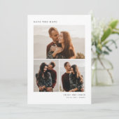 Moderne 4-Foto-Collage-Hochzeit Save The Date (Stehend Vorderseite)