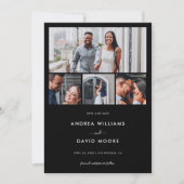 Moderne 4 Foto Collage QR Code Black Wedding Save The Date (Vorderseite)