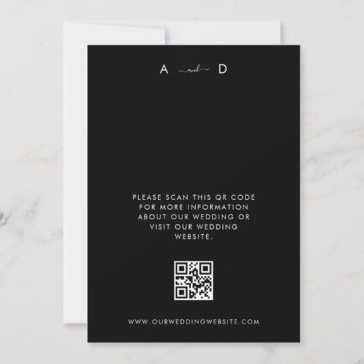 Moderne 4 Foto Collage QR Code Black Wedding Save The Date (Rückseite)