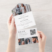 Moderne 4 Foto Collage Typografie Stilvolle Hochze All In One Einladung (Abreißen)