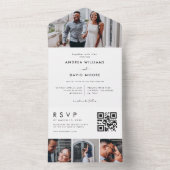 Moderne 4 Foto Collage Typografie Stilvolle Hochze All In One Einladung (Innen Boden)