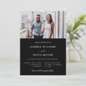 Moderne 4 Foto Collage Typografy Black Wedding Einladung (Stehend Vorderseite)