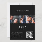 Moderne 4 Foto Collage Typografy Black Wedding Einladung (Rückseite)