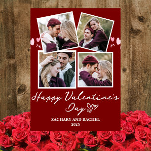 Moderne 4-Foto-Collage Valentinsgruß Feiertagskarte
