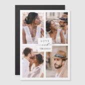 Moderne 4 Foto Collage Wedding Danke Magnetic Magnetkarte (Vorne/Hinten)