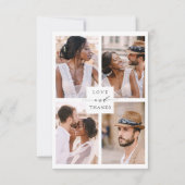 Moderne 4 Foto Collage Wedding Dankeskarte (Vorderseite)