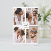 Moderne 4 Foto Collage Wedding Dankeskarte (Stehend Vorderseite)