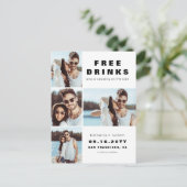 Moderne 4 Foto Collage Wedding Rettete unser Datum Ankündigungspostkarte (Stehend Vorderseite)