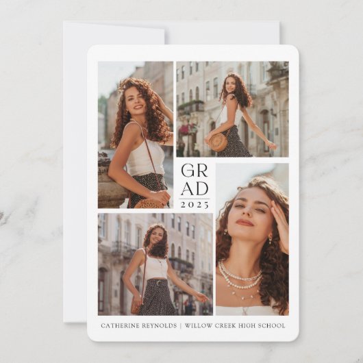 Moderne 4 Foto Einfache Abschluss Einladung (Vorderseite)