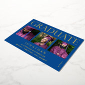 Moderne 4-Foto Foil Abschluss Ankündigung blau (Gedreht)