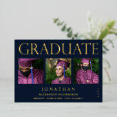 Moderne 4 Foto Foil Abschluss Ankündigung Navy 2 (Stehend vorne)