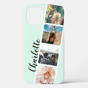 Moderne 4-Foto-Gitterkollektion auf aquamariner Mi Case-Mate iPhone Hülle