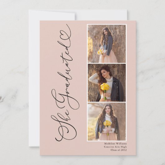 Moderne 4-Foto-Graduierungspartei Einladung (Vorderseite)