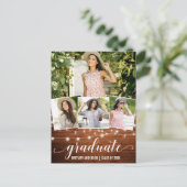 Moderne 4-Foto-Graduierungsparty Einladungspostkarte (Stehend Vorderseite)