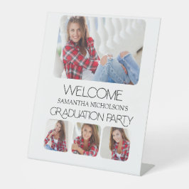 Moderne 4-Foto-Graduierungsparty Willkommen Sockelschild