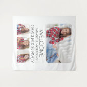 Moderne 4-Foto-Graduierungsparty Willkommen Wandteppich (Vorderseite (Horizontal))