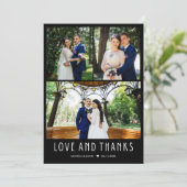 Moderne 4-Foto Hochzeit Vielen Dank Dankeskarte (Stehend Vorderseite)