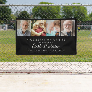 Moderne 4-Foto individuelle Text-Trauerbanner Banner