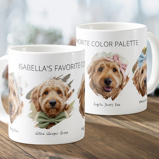 Moderne 4-Foto-Pinselstrich-Haustier-Farbpalette Kaffeetasse