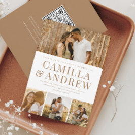 Moderne 4 Foto QR Code UAwg Elegante Hochzeit Einladung