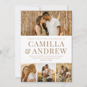 Moderne 4 Foto QR Code UAwg Elegante Hochzeit Einladung (Vorderseite)