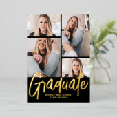 Moderne 4-Foto-Script-Graduierungspartei Folieneinladung (Stehend vorne)