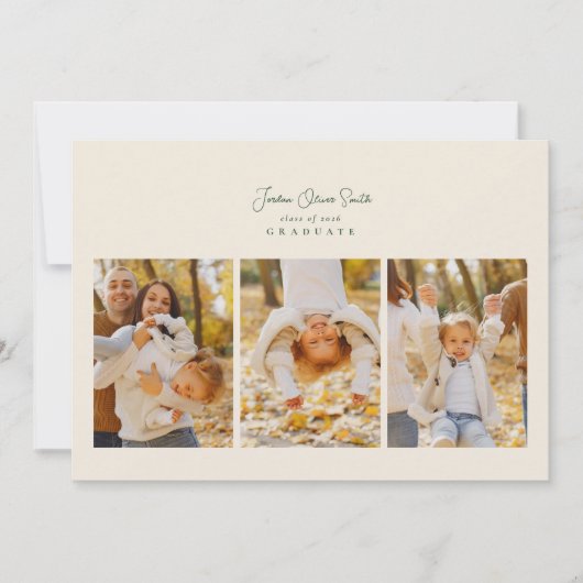 moderne 4-Foto-Script-Kalligraphie-Abschluss Ankündigung (Vorderseite)