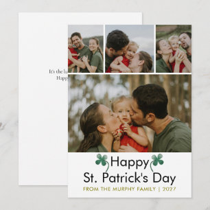 Moderne 4-Foto-St.-Patricks-Day-Familie  Feiertagskarte