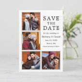Moderne 4-Foto-Verlobung Save the Date (Stehend Vorderseite)