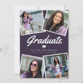 Moderne 4 Fotocollage Graduate Graduate Party Einladung (Vorderseite)