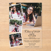 Moderne 4 Fotocollage Graduation Party Acryleinladungen (Vorderseite)