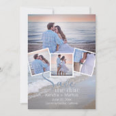 Moderne 4 Fotocollage Typografie Save the Date Einladung (Vorderseite)