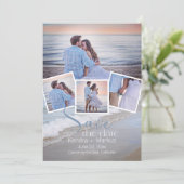 Moderne 4 Fotocollage Typografie Save the Date Einladung (Stehend Vorderseite)