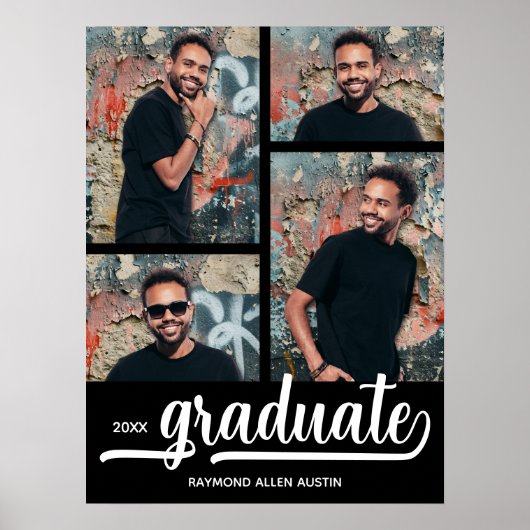 Moderne 4 Fotos auf dem Schwarzen Abschluss Poster (Vorne)