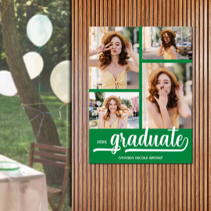 Moderne 4 Fotos auf grünem Abschluss Poster