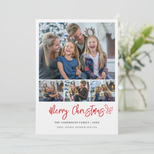 Moderne 4 Fotos Collage Weihnachten (Stehend Vorderseite)