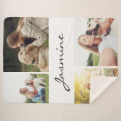 Moderne 4 Fotos Kollage Dog White Sherpadecke (Vorderseite (Horizontal))