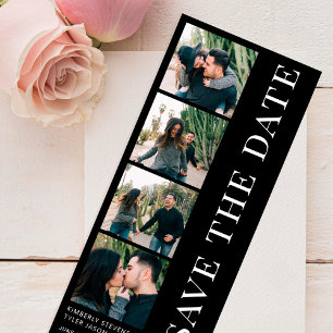 Moderne 4 Fotos Lesezeichen Schwarze Hochzeit Save The Date