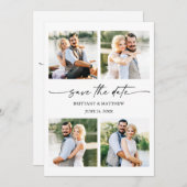 Moderne 4 Fotos Minimalistische Farbschrift Save The Date (Vorne/Hinten)