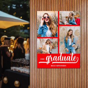 Moderne 4 Fotos mit rotem Abschluss Poster