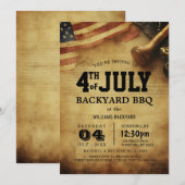 Moderne 4. Juli Backyard GRILLEN I Rustikal Einladung (Vorne/Hinten)