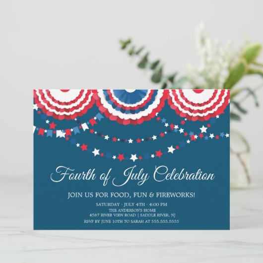 Moderne 4. Juli Fahne Jagd Einladung (Stehend Vorderseite)