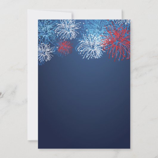 Moderne 4. Juli Feuerwerk Barbecue Einladung (Rückseite)