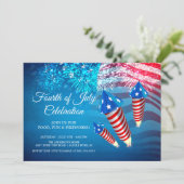 Moderne 4. Juli Feuerwerk Einladung (Stehend Vorderseite)